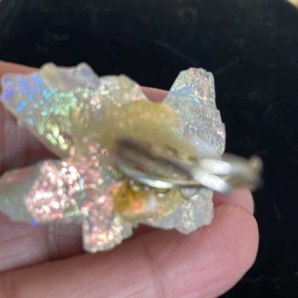 Vintage Aura clear crystal adjustable ring - Picture 6 of 7